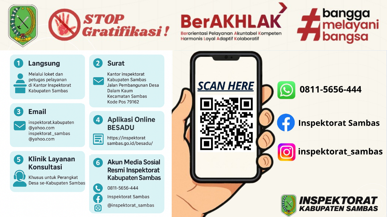 PENGUMUMAN MEDIA / SARANA PENGADUAN INSPEKTORAT KABUPATEN SAMBAS